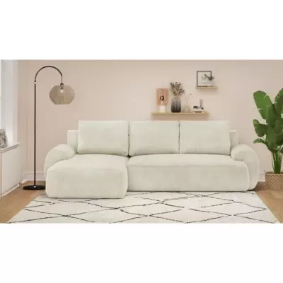 Canapé d'angle convertible MILO 4/5 places beige - Design éco-responsable Canapé d'angle convertible MILO 4/5 places beige - Design éco-responsable