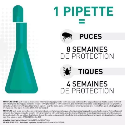 Protégez votre chien de 20 à 40 kg avec FRONTLINE Spot On - Anti-puces, anti-tiques et anti-poux!