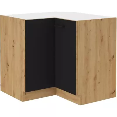Meuble d'angle MODENA - 2 portes - Chene artisan / Noir mat