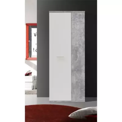 Armoire à chaussures MISCA - Style contemporain effet béton et blanc