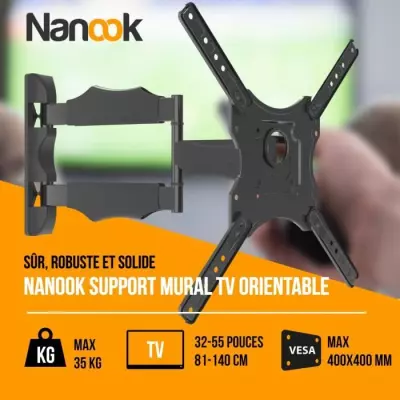 Support Mural TV NANOOK Inclinable 32-55" - Fixation LCD, LED, QLED