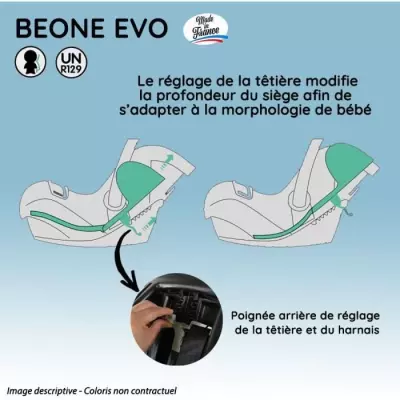 Poussette combinée 3 en 1 NANIA GIULIA + Siege auto BEONE EVO R129 - Nacelle de 0-6 mois