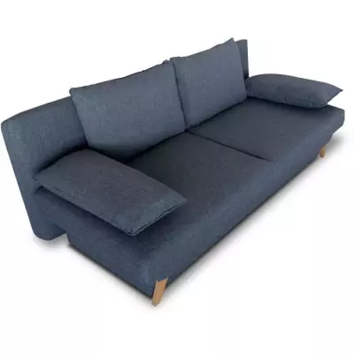 Banquette convertible 3 places Naoto en tissu bleu foncé
