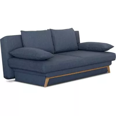 Banquette convertible 3 places Naoto en tissu bleu foncé