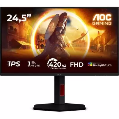 Ecran PC Gamer - AOC - 24,5'' - FHD - 420Hz (OC, 400Hz native) - Dalle Fast IPS - 0,3ms - Réglable en hauteur - 25G4KUR