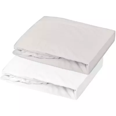 Lot de 2 Draps housse DOMIVA en Jersey 60x120 cm Blanc/perle