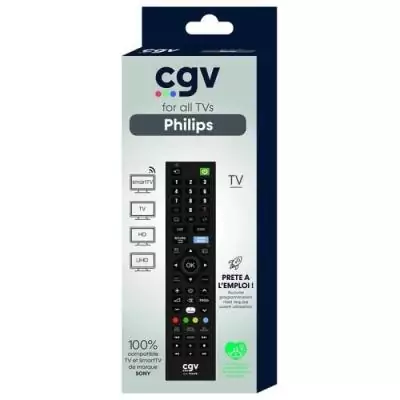 Télécommande de remplacement - CGV - FIDELIO Philips - Pour téléviseurs Philips - Sans programmation - Prete a l'emploi Télécommande de remplacement - CGV - FIDELIO Philips - Pour téléviseurs Philips - Sans programmation - Prete a l'emploi