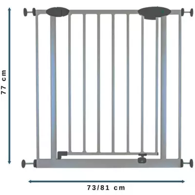Barrière de sécurité enfant SOFIA - 73 à 81 cm - Gris Alu - NORDLINGER PRO