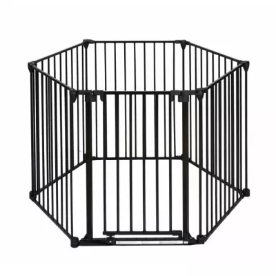 Barriere pare-feu 6 pans 360 cm - Noir pour cheminée ou poêle - NORDLINGER PRO