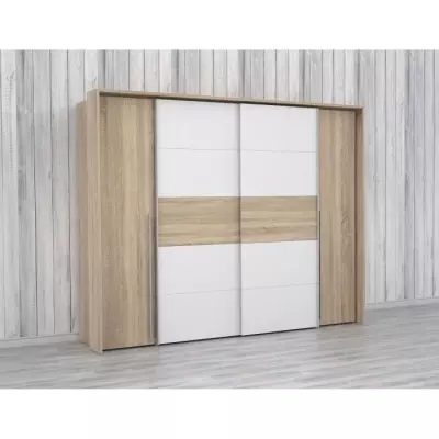 Armoire NARAGO - Chêne Sonoma et blanc mat - L270 x P61 x H210 cm