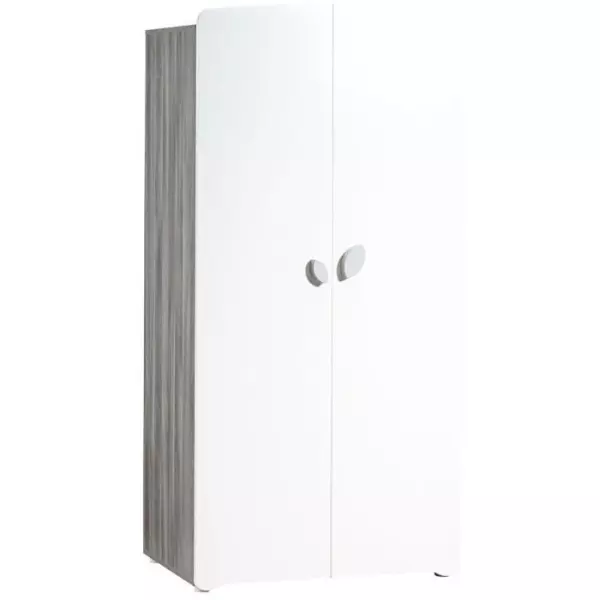 Armoire bébé Leaf - MDF - Blanc - 2 portes - 86 x 175 x 56 cm - BABY PRICE