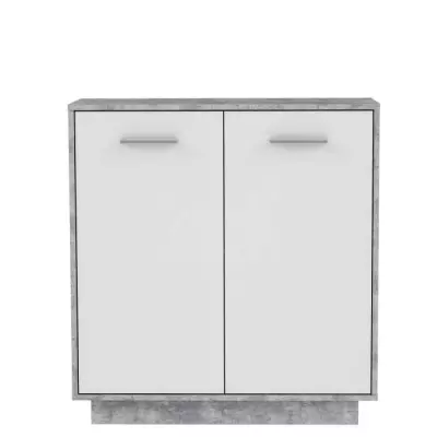 Buffet compact PILVI - Blanc et béton clair - FSC® 100% - L 82,9 x P 34,2 x H 88,1 cm