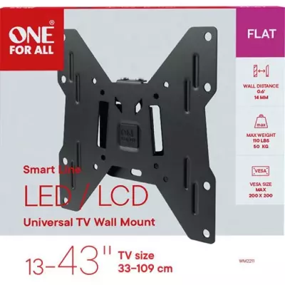 Support mural TV fixe pour écrans 33 à 109cm - 50kgs max - Garantie 10 ans