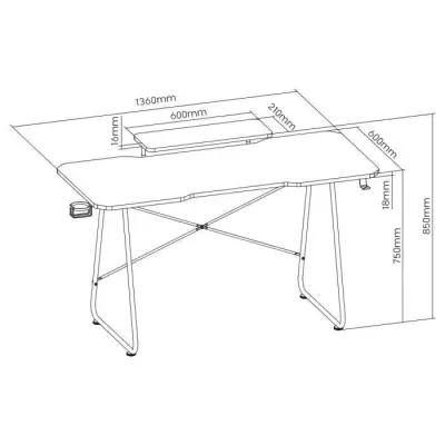 Bureau Gaming OPLITE ATIKA T10 XL Noir - Design Noir Élégant