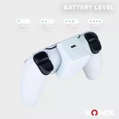 Batterie externe pour manettes Joy-Con - Nintendo Switch 2 - Konix - Indicateur de charge LED - 10 modes d'éclairage RVB - Noir