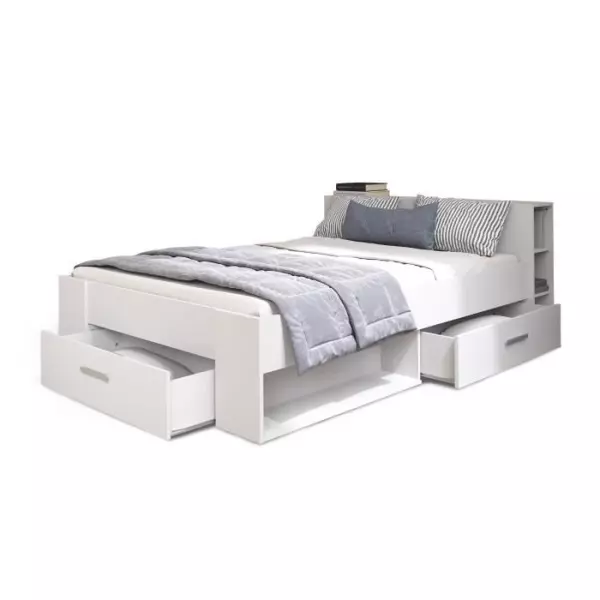 DEMEYERE Oxygene Lit adulte contemporain blanc mat - l 140 x L 190 cm