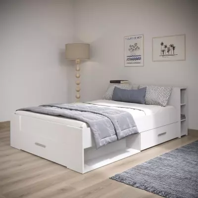 Lit adulte contemporain blanc mat - Plus responsable - Made in France