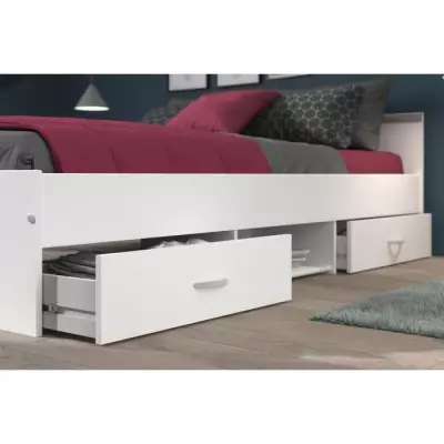 Lit adulte ZODIAC 160x200 - Blanc & Pratique - Fabriqué en France