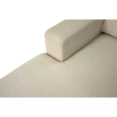 Canapé d'angle gauche 4 places - PAUL en cord - Tissu Beige