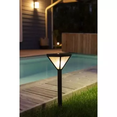 Balise solaire inox verre perlé 25 lumens blanc chaud - GALIX