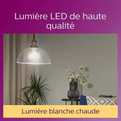 Philips: 6 ampoules E27 LED transparentes 60W, blanc chaud