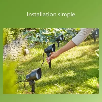 Pack de 3 spots extérieurs PHILIPS GardenLink, 24W - Éclairage Jardin IP44