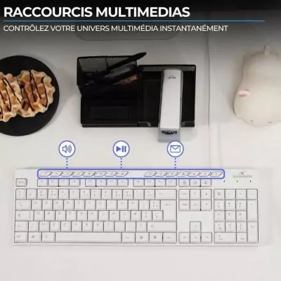 Pack clavier souris filaire - 15 touches de raccourcis multimédias - BLUESTORK - Media Office - PACK-MEDIA-OFFW/FR - AZERTY