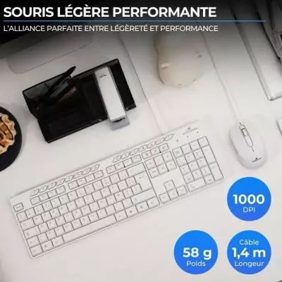 Pack clavier souris filaire - 15 touches de raccourcis multimédias - BLUESTORK - Media Office - PACK-MEDIA-OFFW/FR - AZERTY