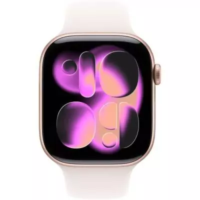 Apple Watch Series 11&nbsp;GPS + Cellular - 46mm&nbsp;- Boîtier Rose Gold Aluminium - Bracelet Light Blush Sport Band - S/M