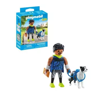 Figurine PLAYMOBIL 71740 Homme sportif avec Border Collie - Univers miniature