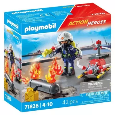 Playmobil 71826: Pompier, pompe à eau & réservoir enflammé Playmobil 71826: Pompier, pompe à eau & réservoir enflammé