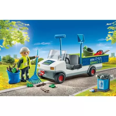 Découvrez le set PLAYMOBIL 71433 Agent entretien avec véhicule électrique