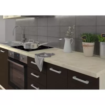 Plan de travail Stratifié - L 180 cm - Ep 28 mm - Beige mat