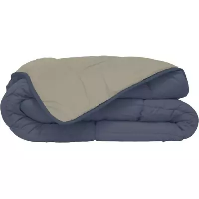 Couette Microfibre 400g/m² CALGARY Petrole & Mastic 140x200cm - Légère et Douillette