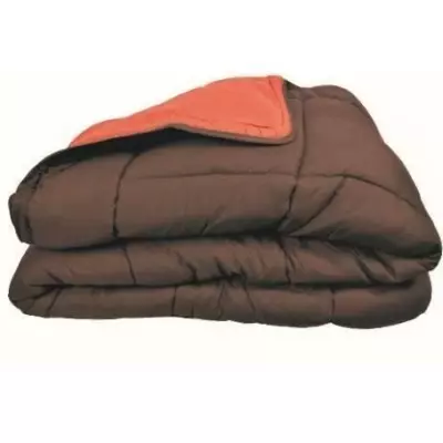 Couette chaude microfibre 220x240 cm Chocolat & Corail