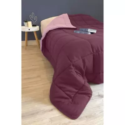 Couette Microfibre 400g/m² CALGARY Prune & Parme 240x260cm - Confort Douillet