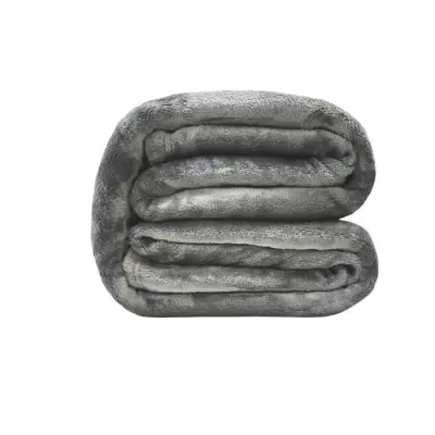 Couverture microflanelle 220x240 cm gris - Confort et chaleur assurés