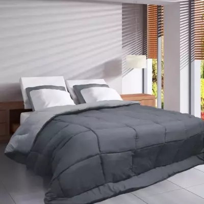 Couette légère Microfibre 200g/m² Gris & Argent 140x200cm