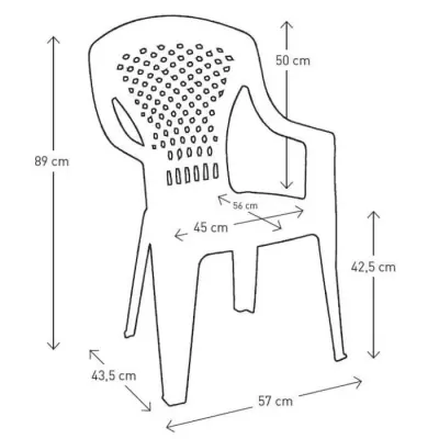 Lot de 4 Fauteuils de jardin monobloc empilable Capri - Blanc, 56 x 58 x 90 cm