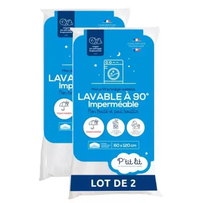 Lot de 2 Protèges matelas Bébé - 70x140 cm - Imperméable et Respirant