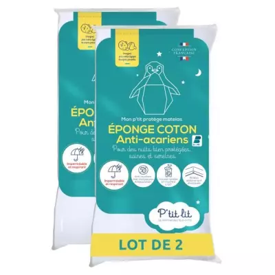 Lot de 2 Protèges Matelas Bébé Anti Acariens - 100% coton - 40 cm