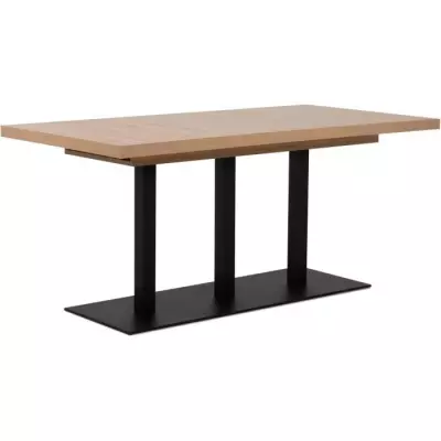 Table à manger extensible QUADRATO - Chêne et noir - L160-240 cm
