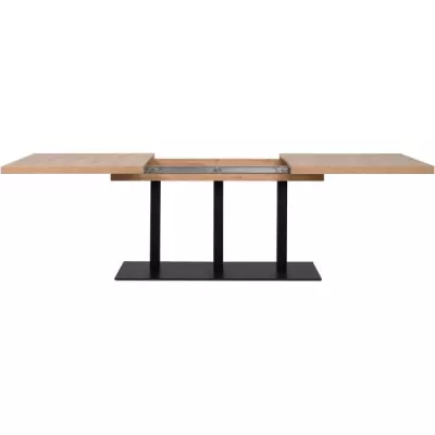 Table à manger extensible QUADRATO - Chêne et noir - L160-240 cm