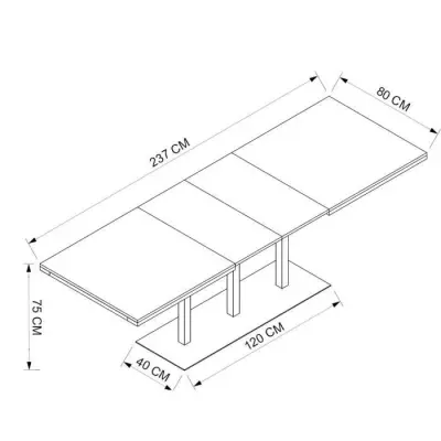 Table à manger extensible QUADRATO - Chêne et noir - L160-240 cm