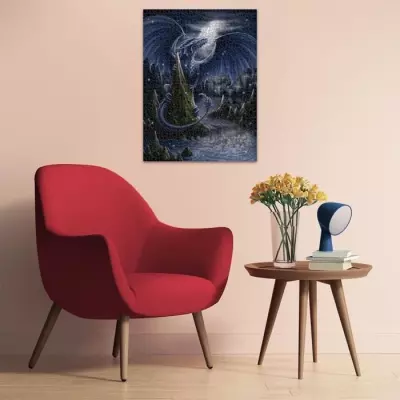 Puzzle 1500 pièces Le dragon bleu - Qualité supérieure 80x60cm