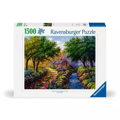 Puzzle Ravensburger 1500p Cottage au bord de la rivière - Qualité supérieure - 80x60cm
