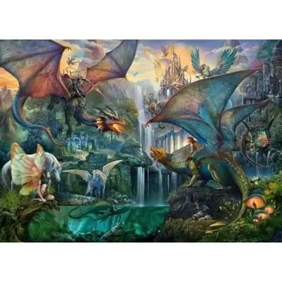 Puzzle 9000 pièces La forêt magique des dragons: Fantastique, Adulte