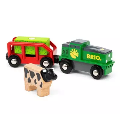 Circuit en bois BRIO avec wagon et chargement aimanté - 26x11x5 cm