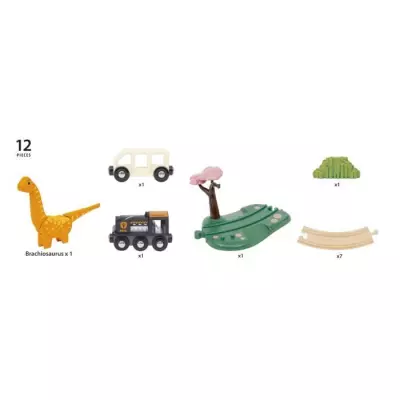 Circuit Dinosaure BRIO - Coffret Complet 12 pièces - Action de Jeu sans Pile