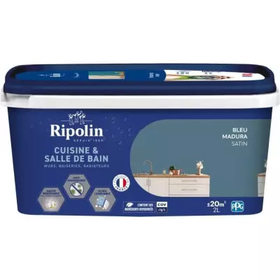 Peinture RIPOLIN Cuisine & Bain 2L Bleu Madura